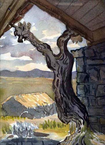 aquarelle de bernard landelle Viel arbre