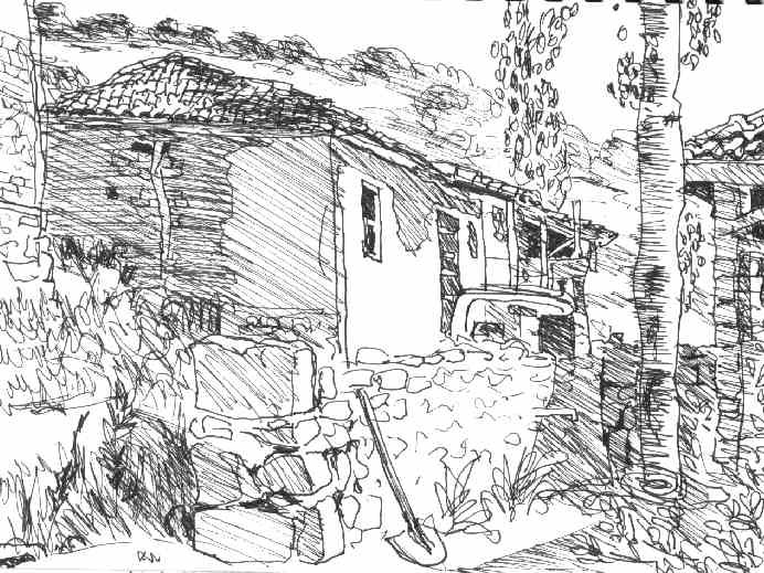 dessin de bernard landelle maison du village de bekis en Turquie
